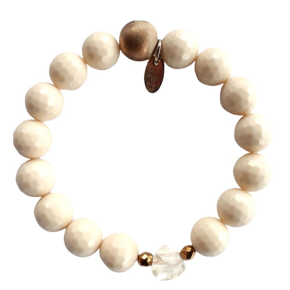 Betsy Pittard Designs BPD Beaded Bracelet Stretchy Cream Color